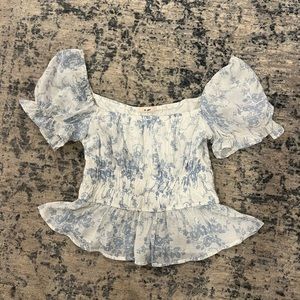 Puff Sleeve Top with Flowers